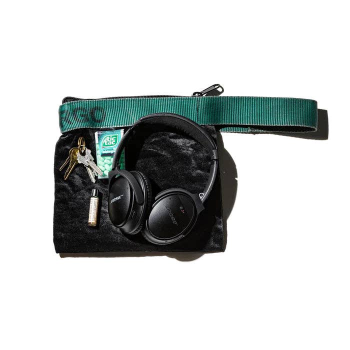 VINTAGE SLING BELT POUCH: Silver x Green