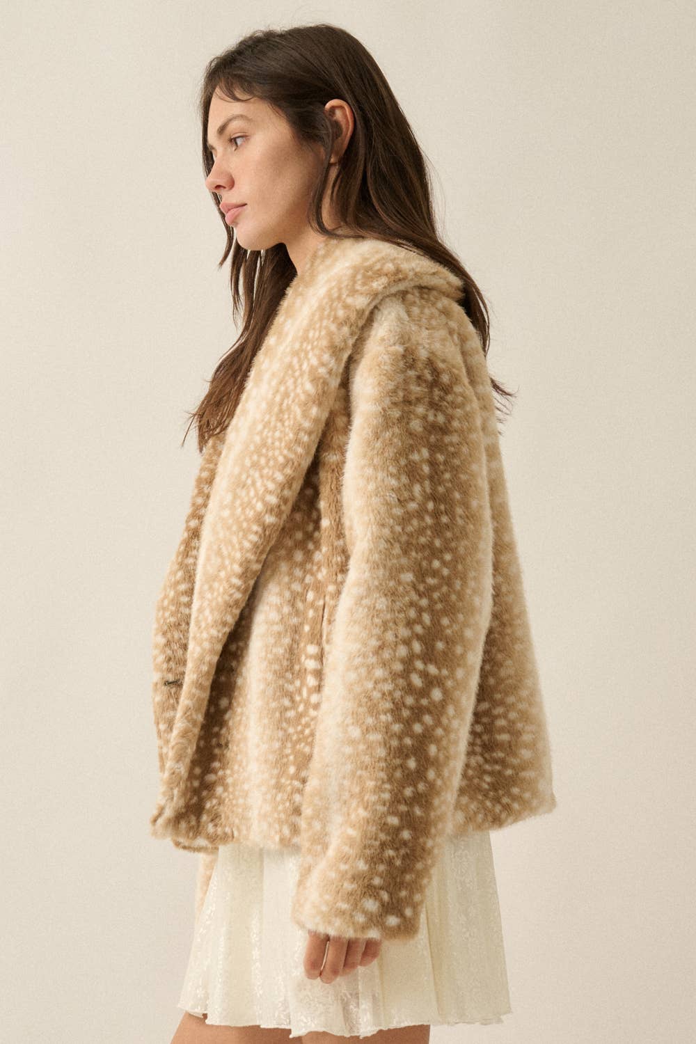 Bambi Deer-Print Faux Fur Jacket