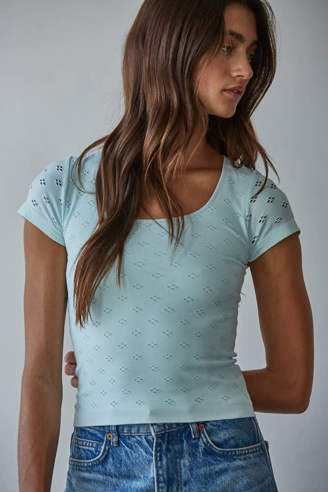 Poppy Eyelet Short Sleeve Top