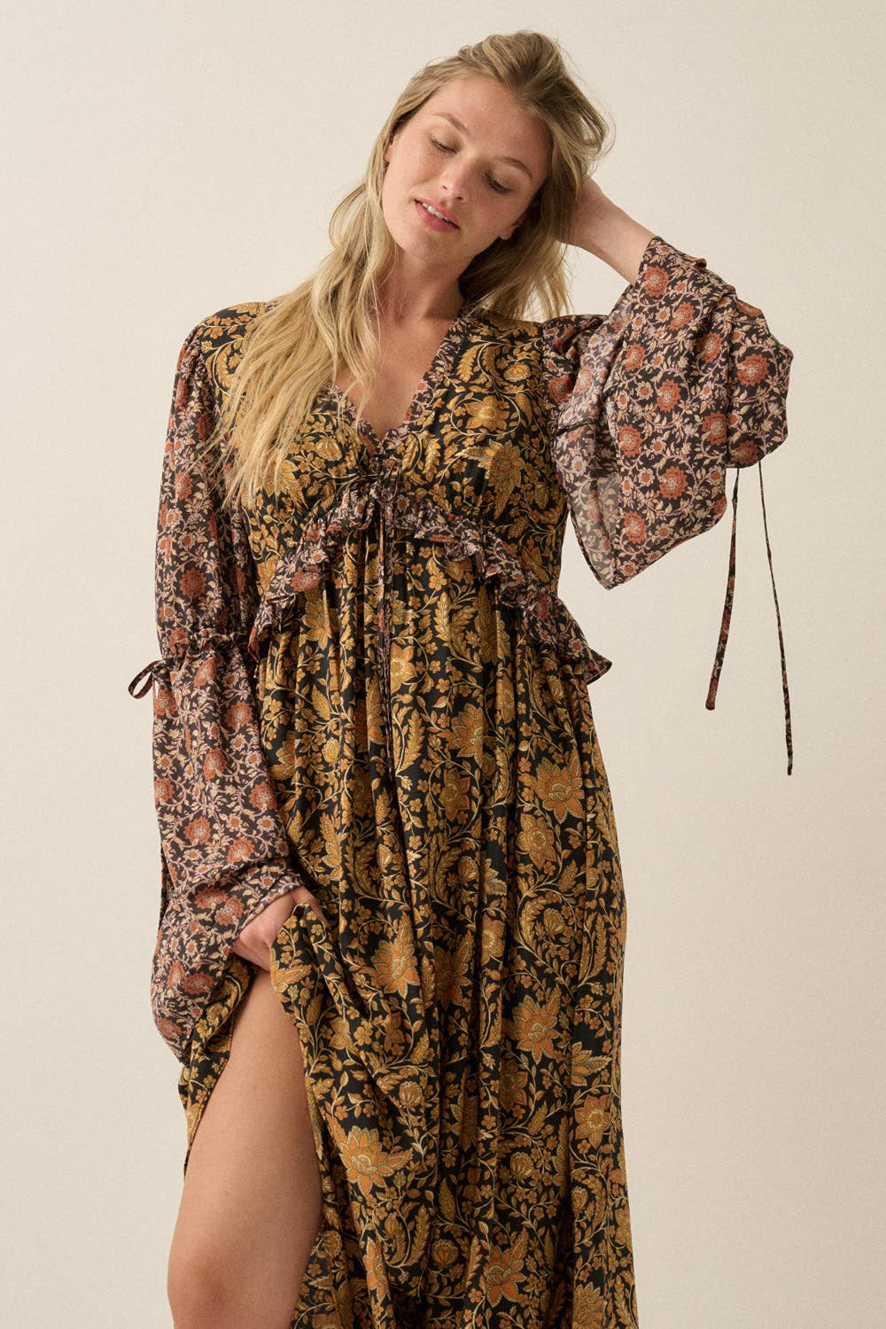 Kenny Floral Empire-Waist Maxi Dress
