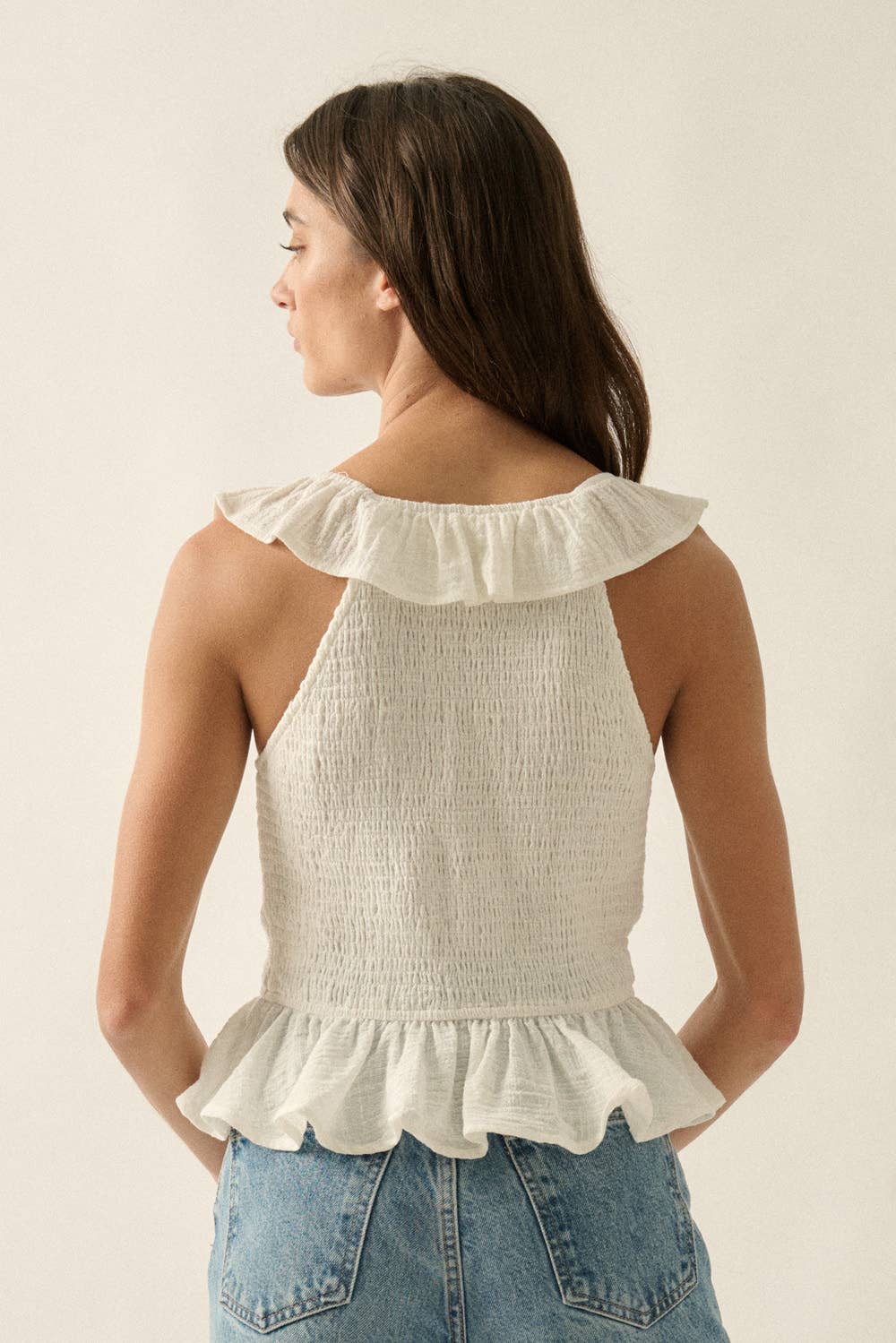 Sarah Smocked Ruffle Tank Top