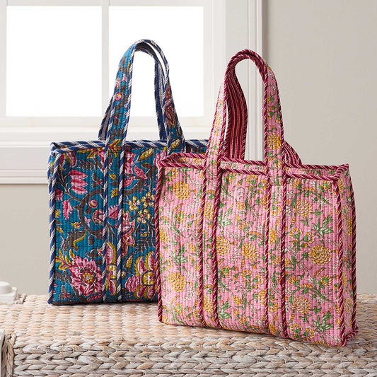 Marigold Blush Mother's Day Quilted Tote Bag