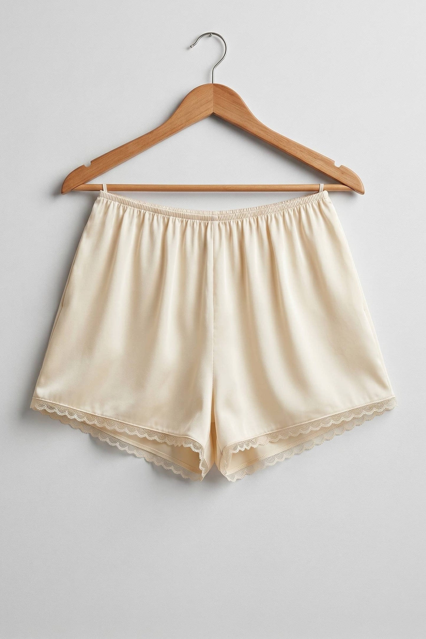 Satin Lace Trim Shorts