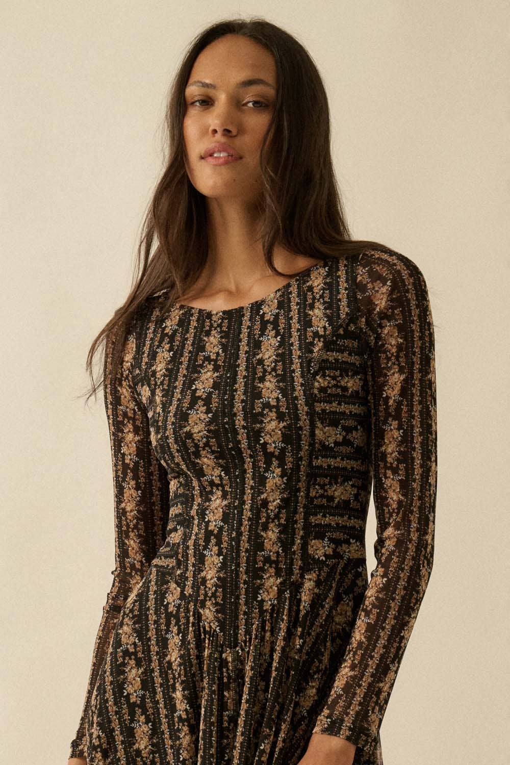 Paige Long-Sleeve Midi Dress