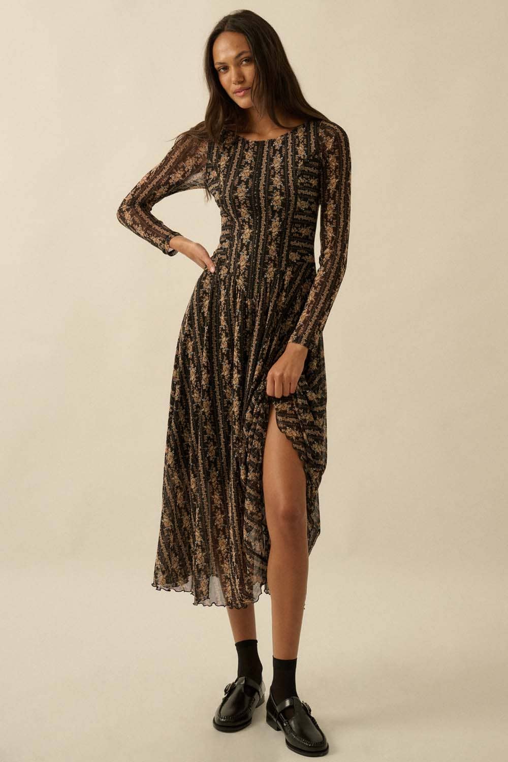 Paige Long-Sleeve Midi Dress