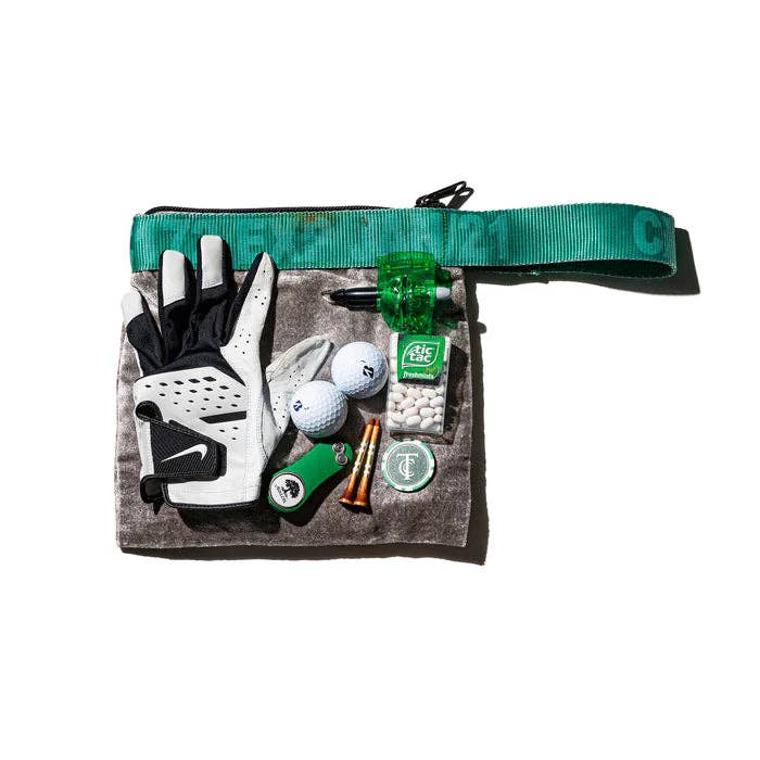 VINTAGE SLING BELT POUCH: Silver x Green