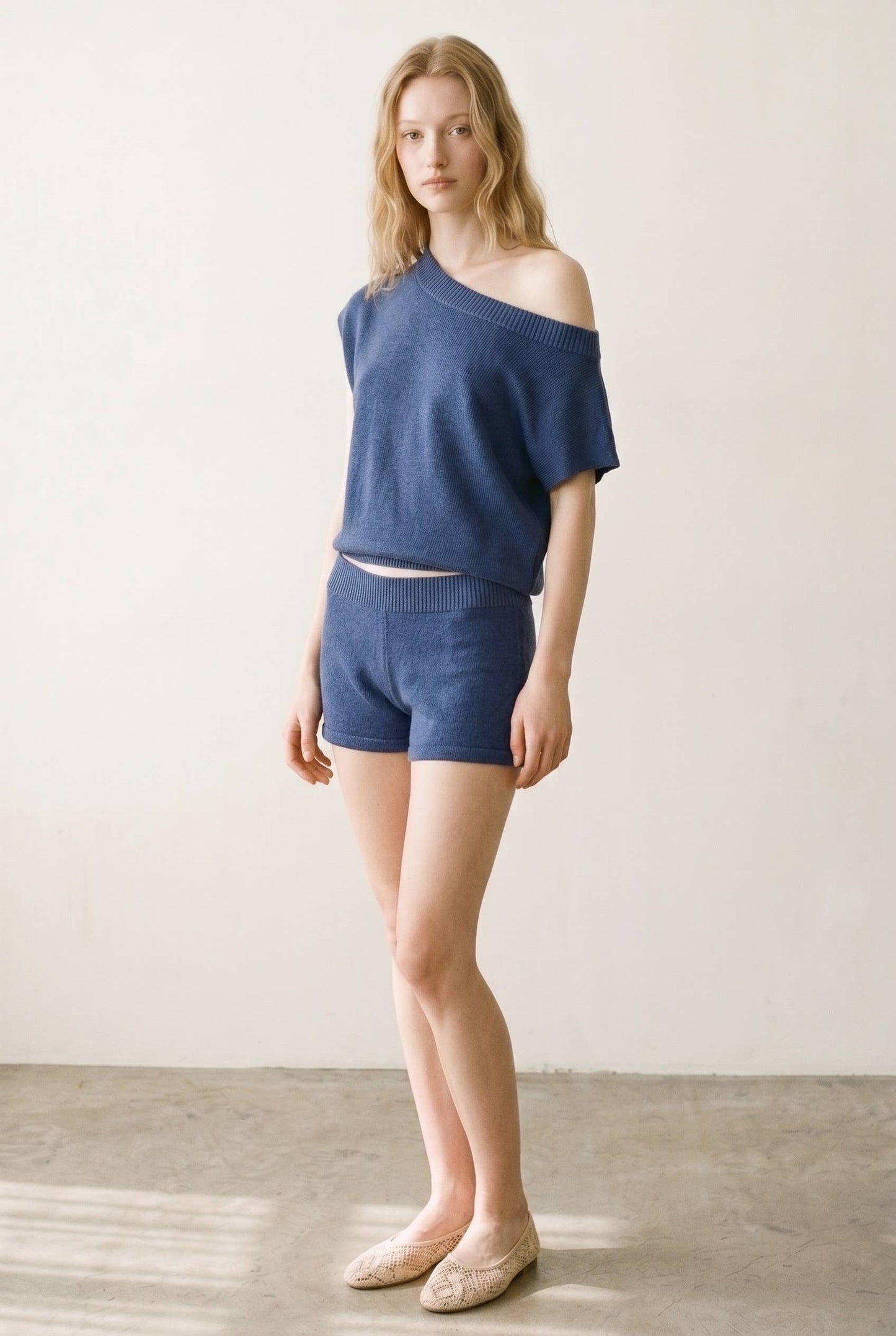 Katie Knit One Shoulder Top W/ Shorts Sets