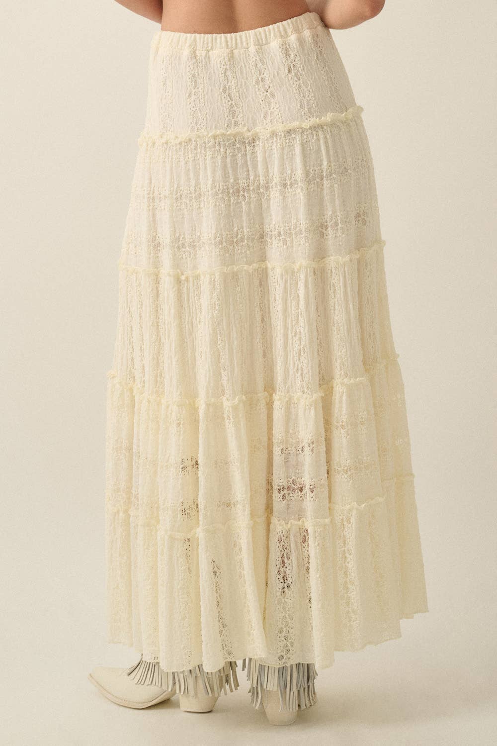 Angelica Lace Tiered Ruffle Maxi Skirt