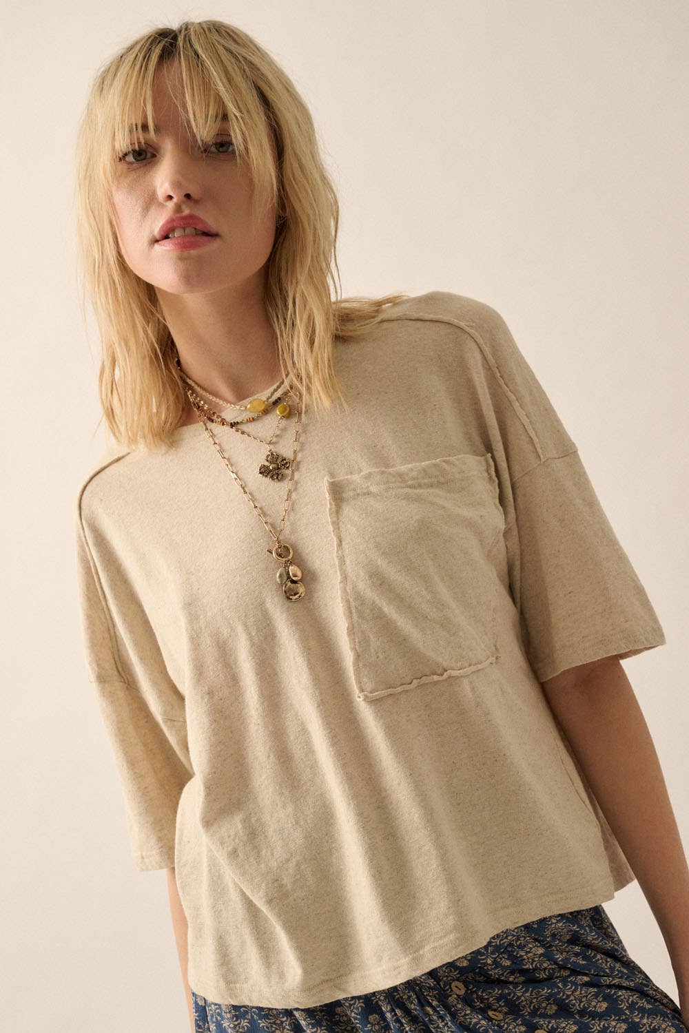 Easy Fit Mineral-Wash Slub Knit Tee
