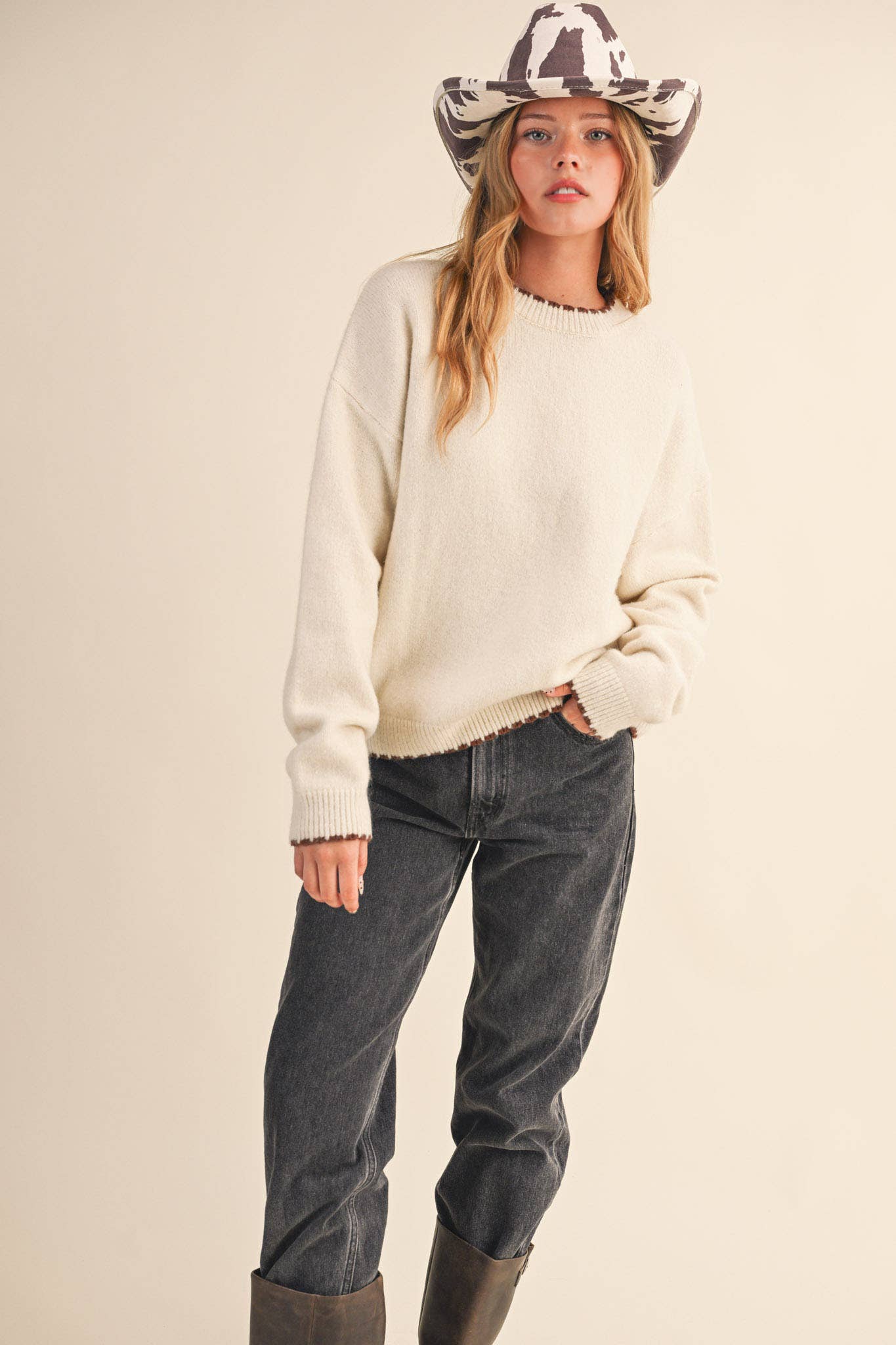 Constance Contrast Scalloped Edge Sweater