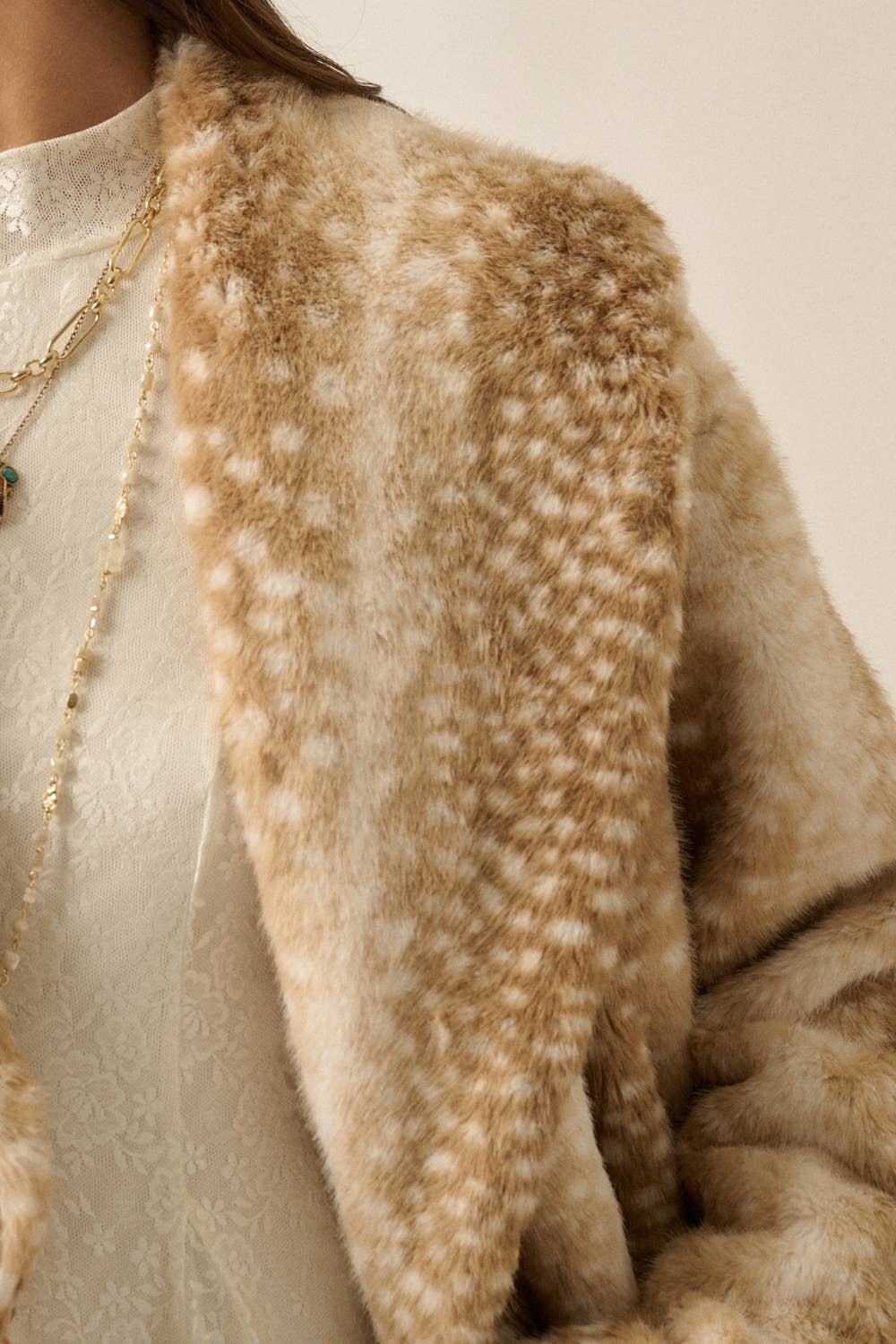 Bambi Deer-Print Faux Fur Jacket