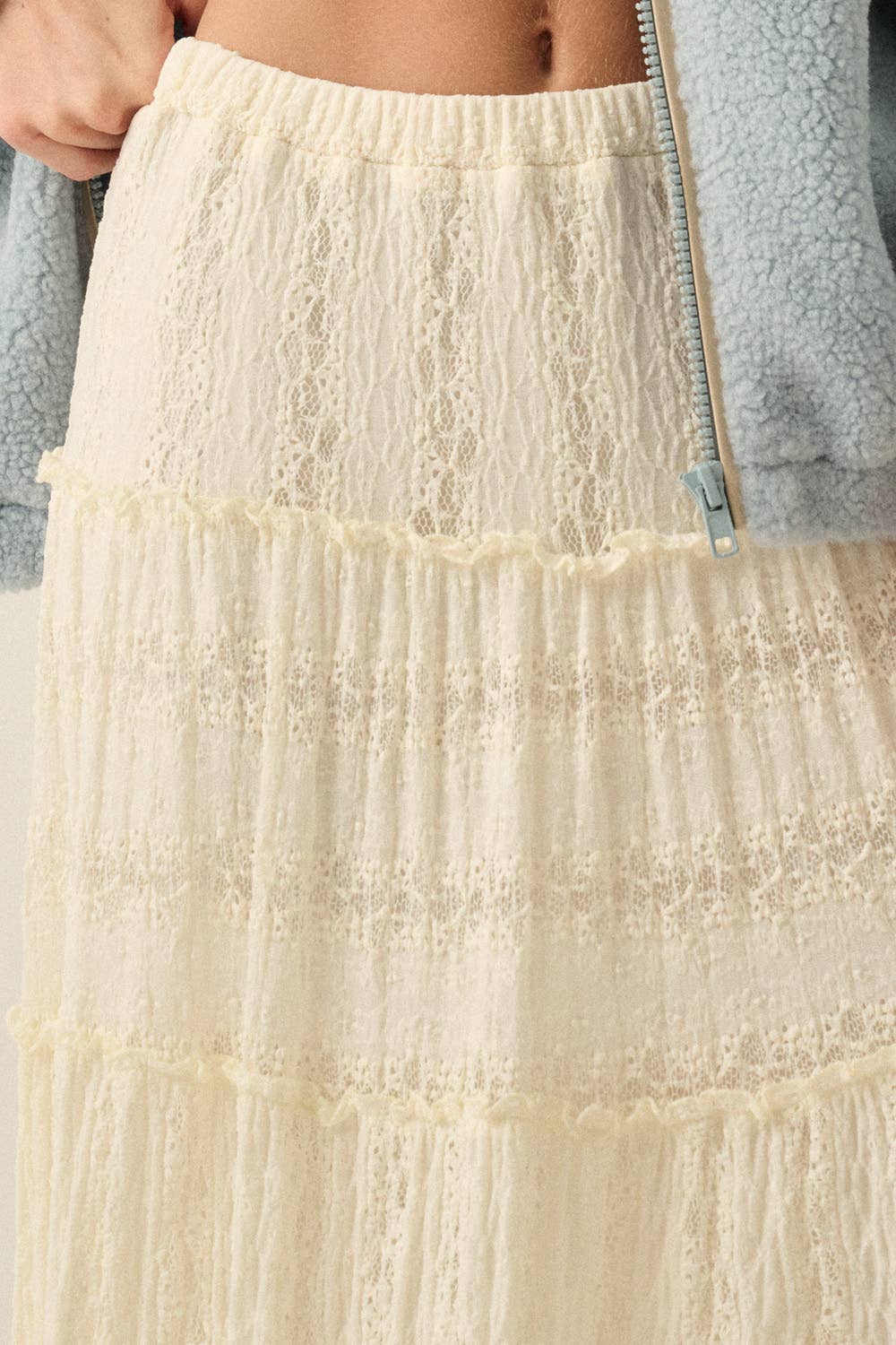 Angelica Lace Tiered Ruffle Maxi Skirt