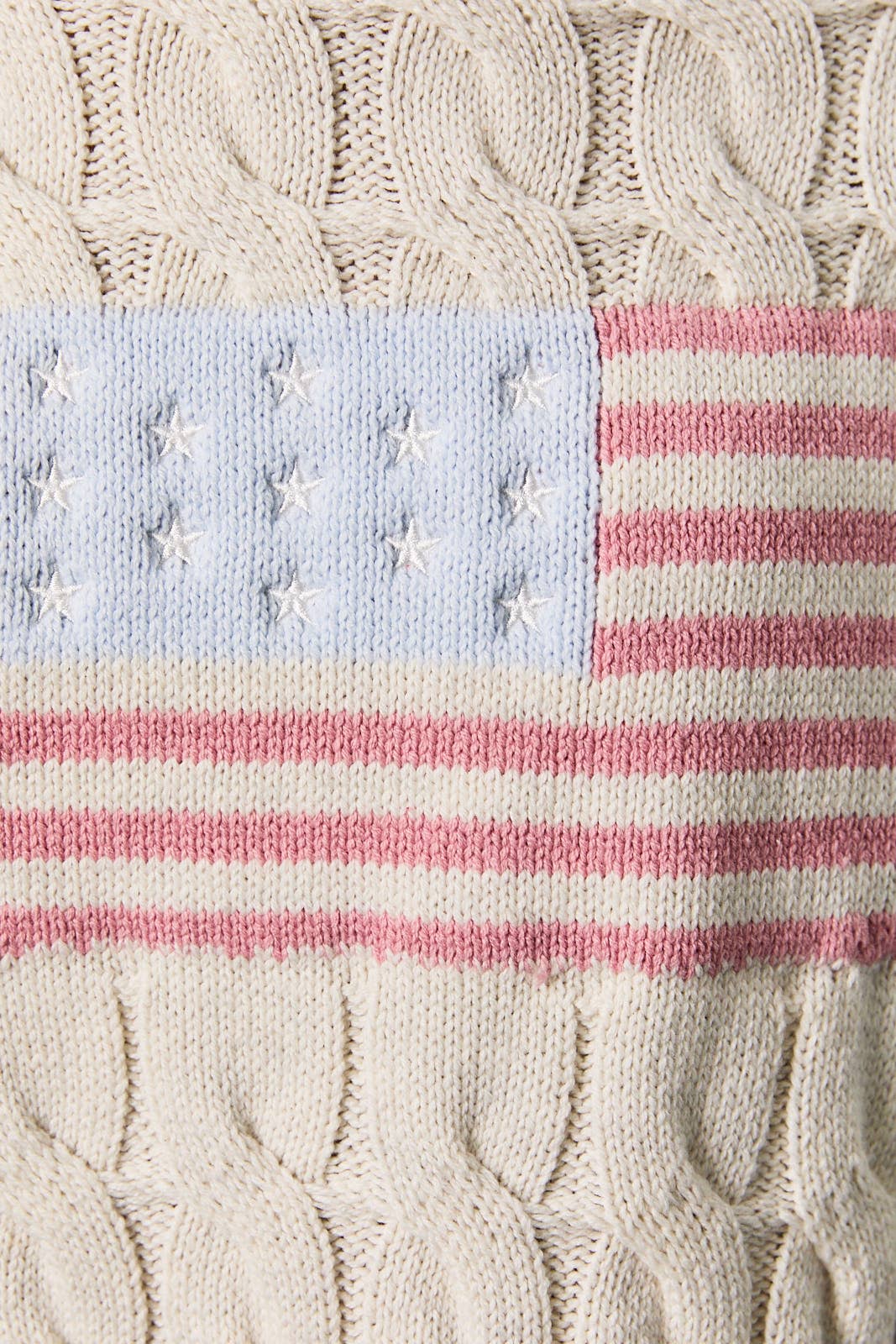BOAT NECK AMERICAN FLAG CABLE SWEATER TOP