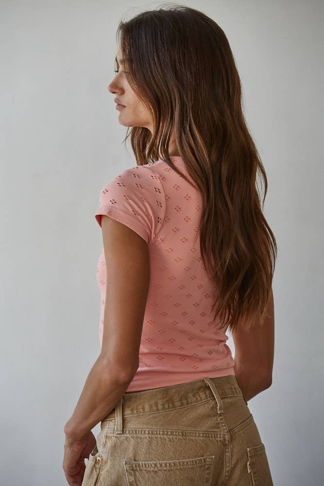 Poppy Eyelet Short Sleeve Top