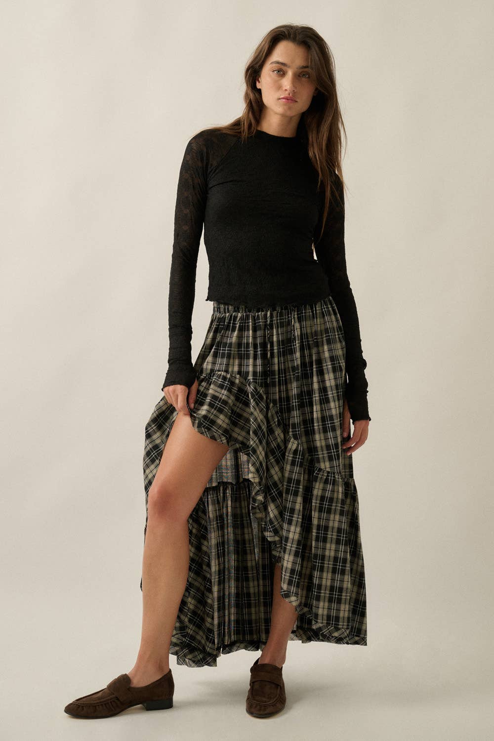 Rachel High-Low Ruffle Maxi Skirt