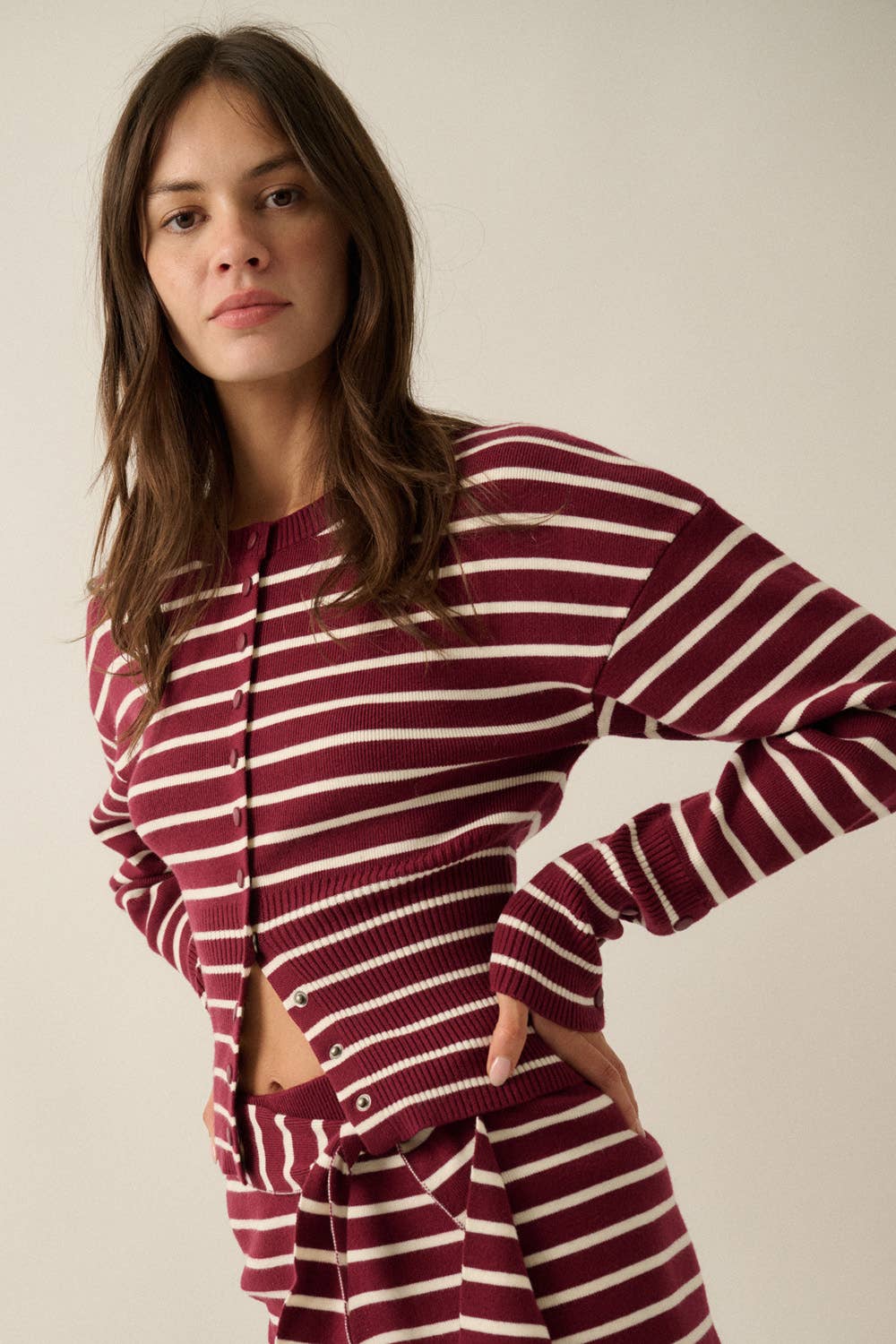 Selena Striped Knit Cardigan