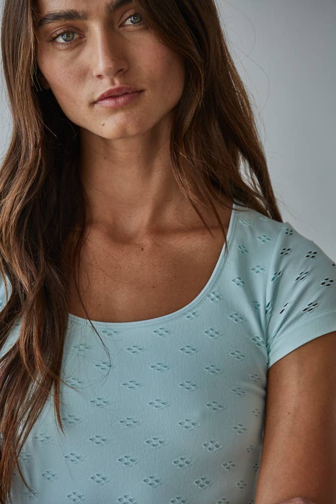 Poppy Eyelet Short Sleeve Top