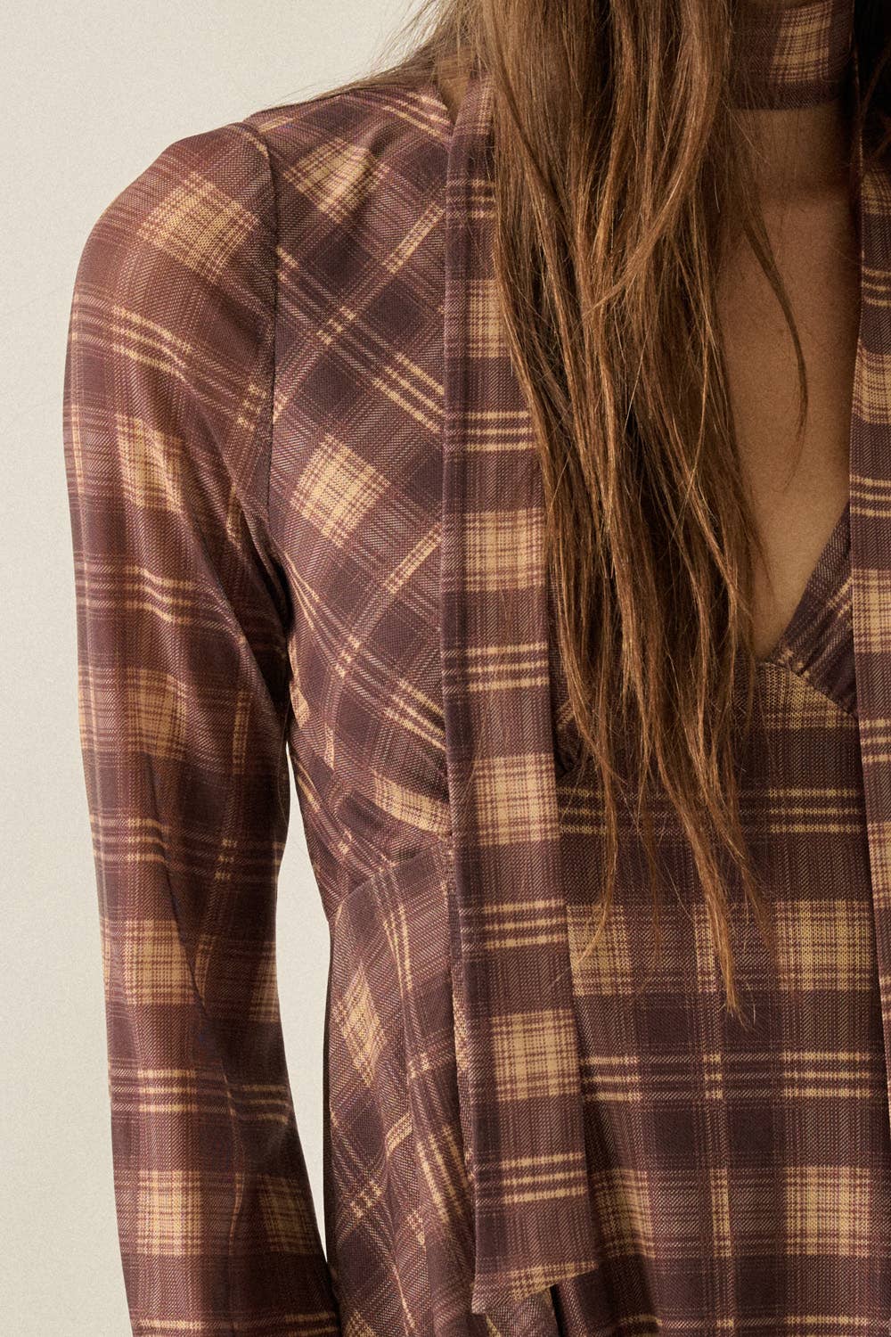 Belle-Sleeve Mini Dress with Scarf