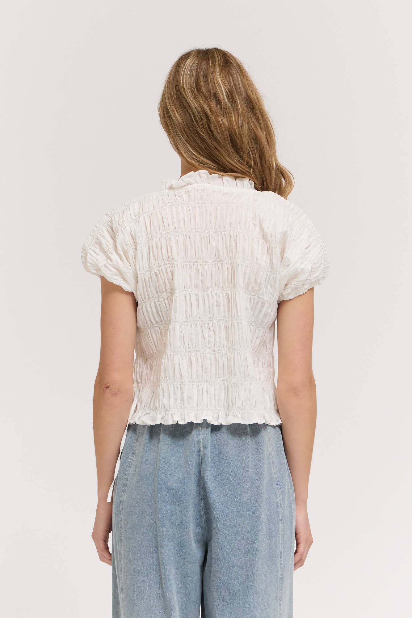 SHIRRING RUFFLE TOP