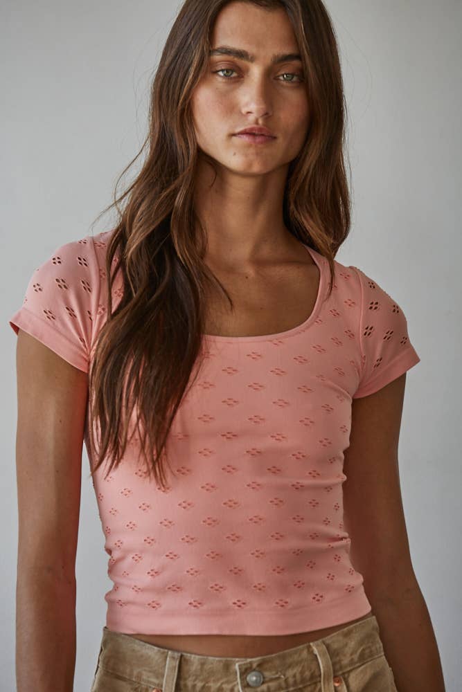 Poppy Eyelet Short Sleeve Top