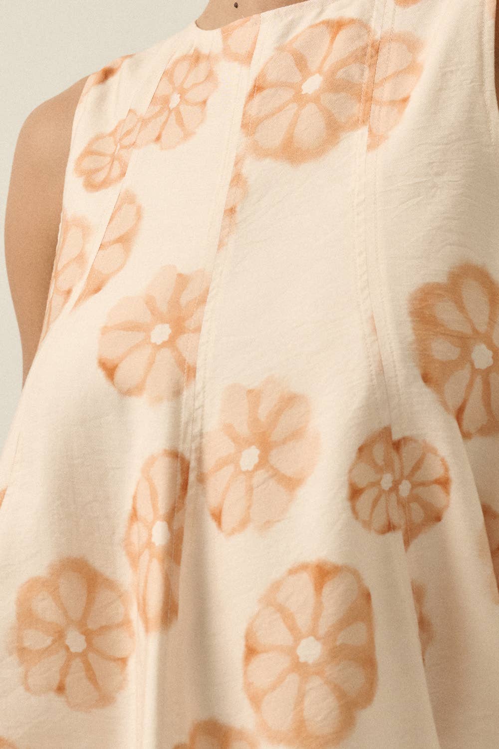 Floral-Print Sleeveless A-Line Tunic Top