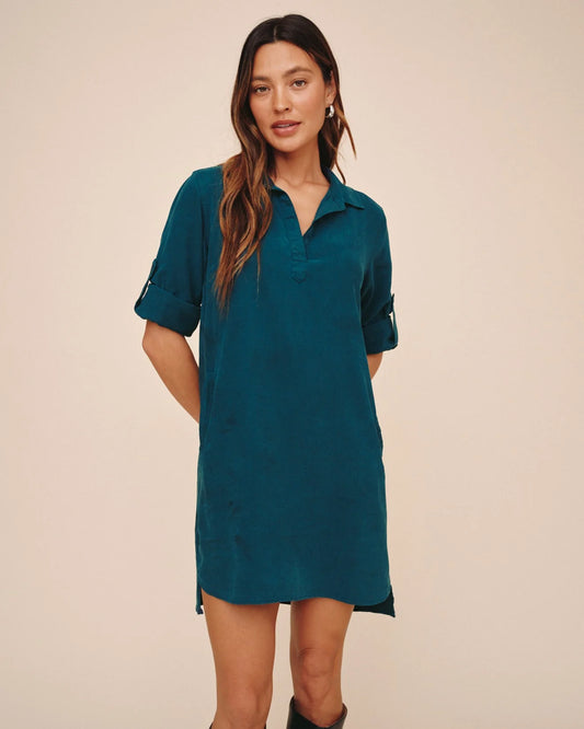 Bella Dahl A Line Rolled Tab Sleeve Dress