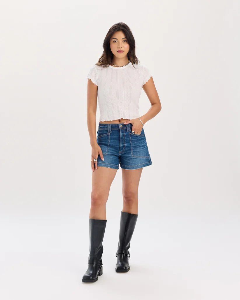 Daze Denim Valley Girl High Rise Patch Pocket Short