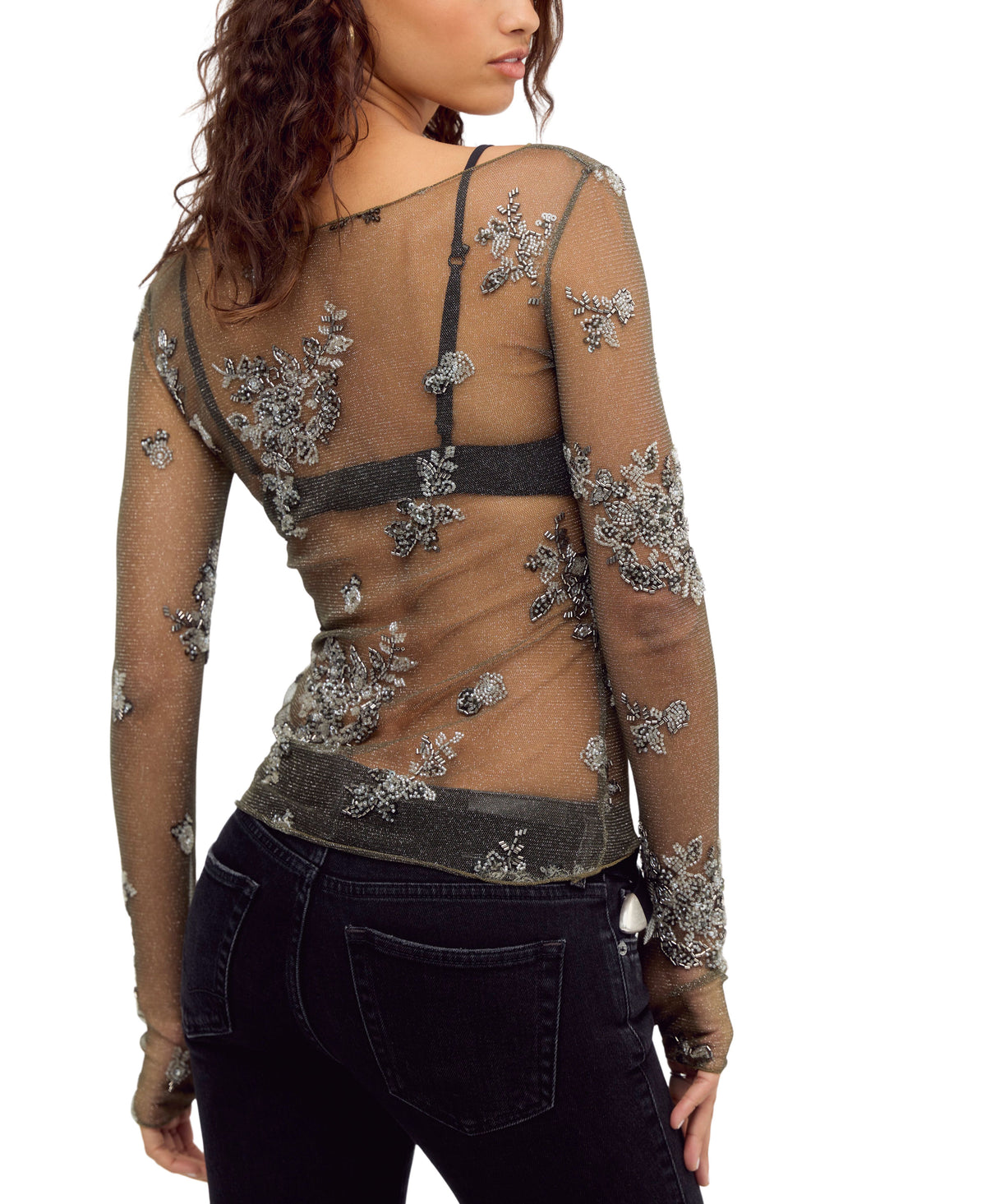 Free People Talk to Me Embellished Long Sleeve