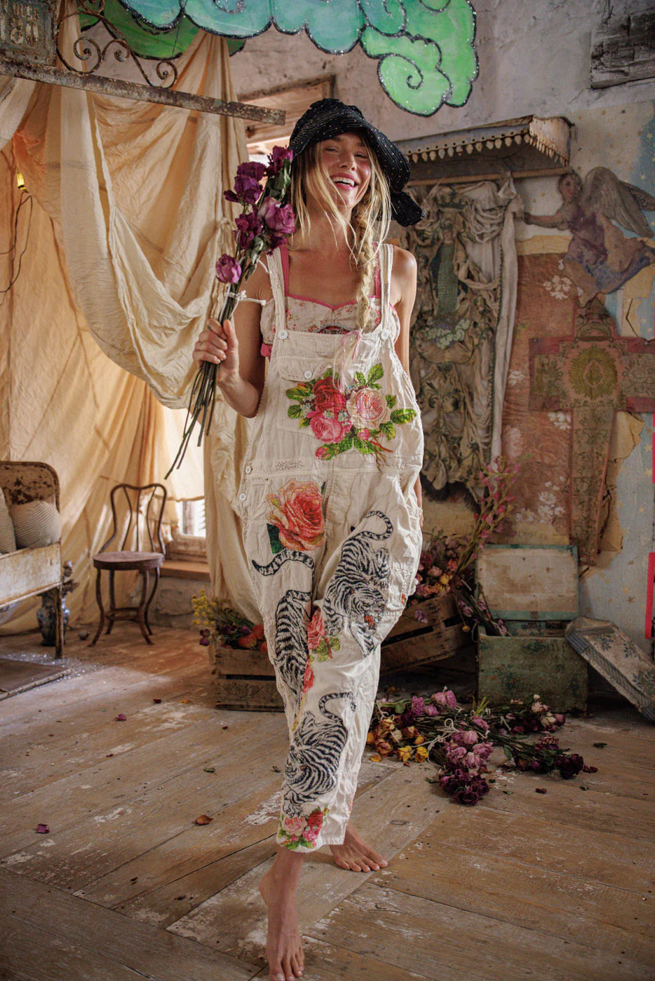 Magnolia Pearl BIRCH FLORAL LOVE OVERALLS