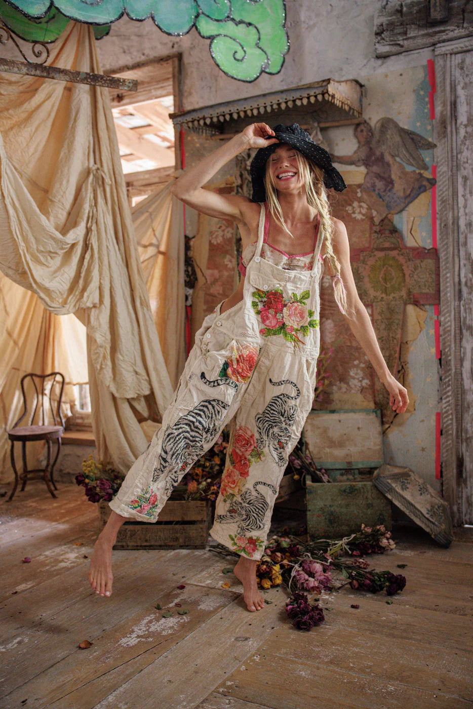 Magnolia Pearl BIRCH FLORAL LOVE OVERALLS
