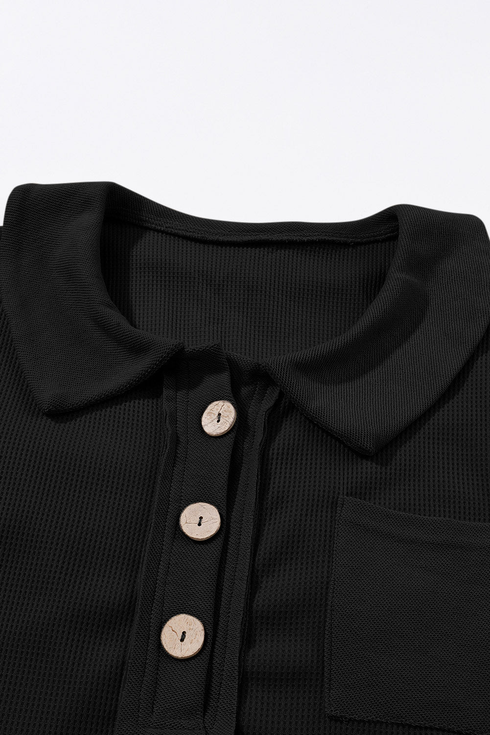 Wilders Waffle Knit Buttoned Long Sleeve Top