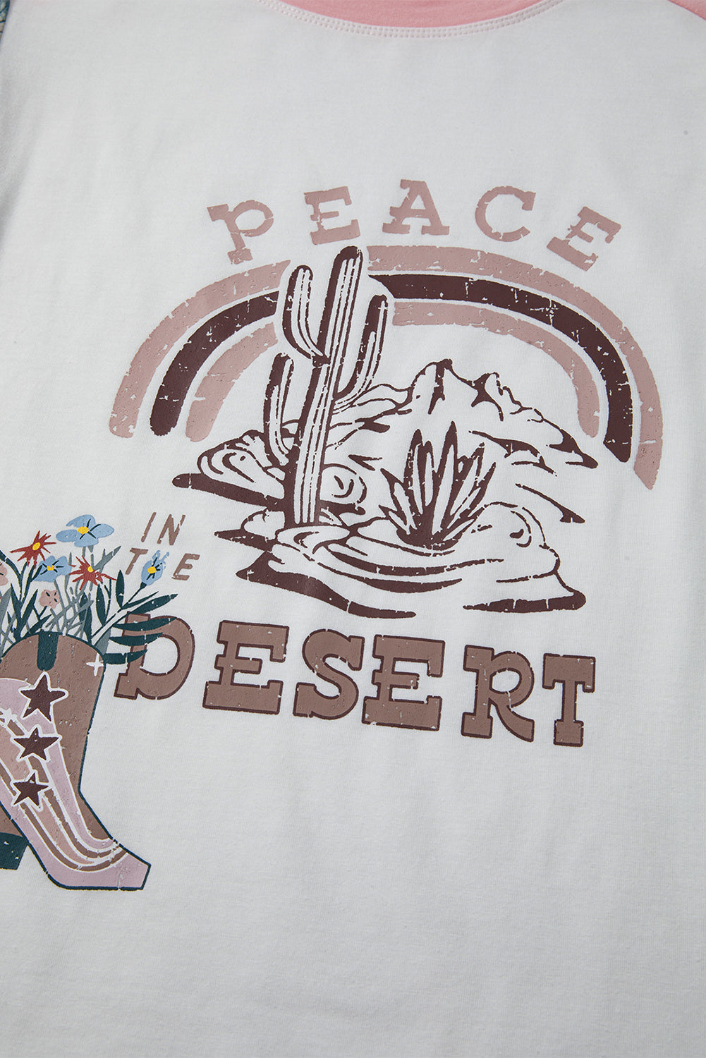 Patchwork Sleeve Peace Desert Graphic Top