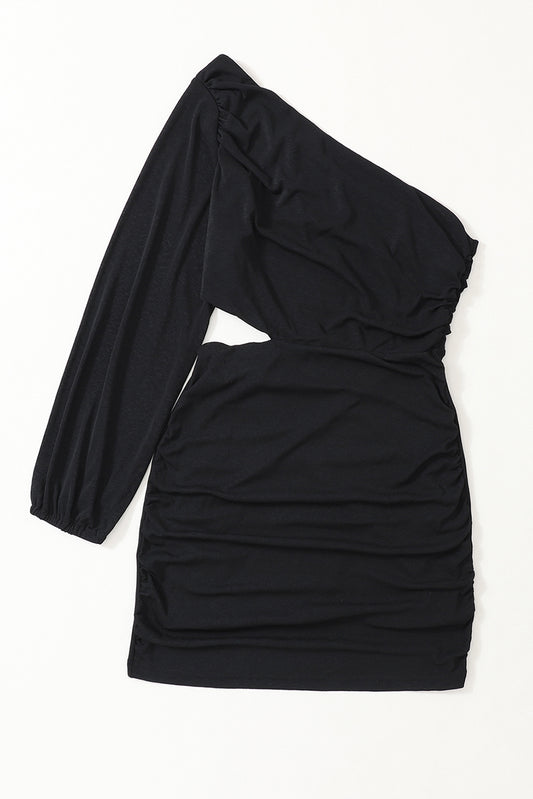 Asymmetric One Shoulder Cutout Bodycon Dress