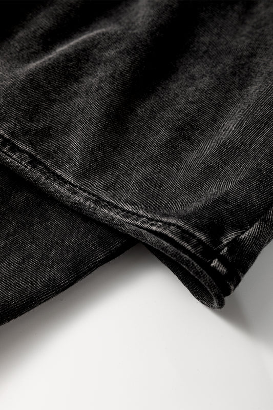 Mineral Wash French Terry High Waist Casual Shorts