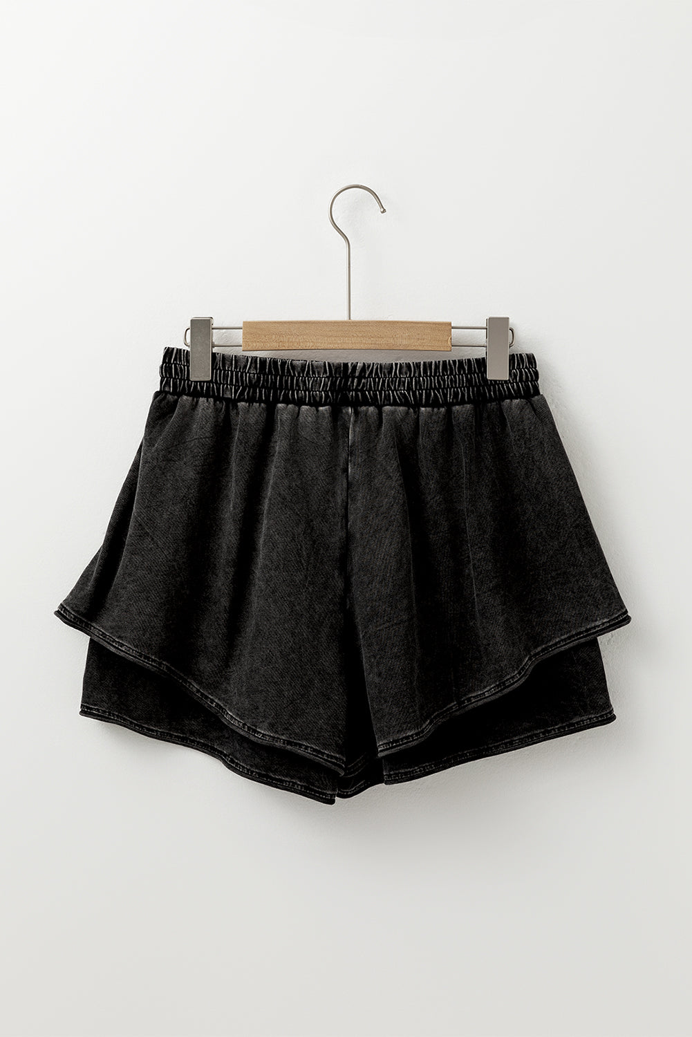 Mineral Wash French Terry High Waist Casual Shorts
