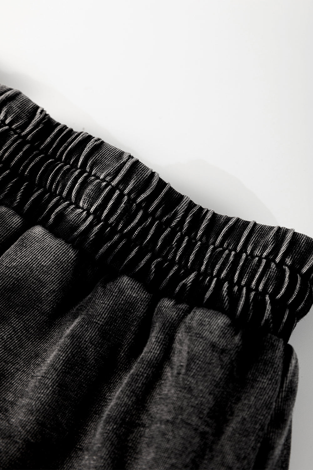 Mineral Wash French Terry High Waist Casual Shorts