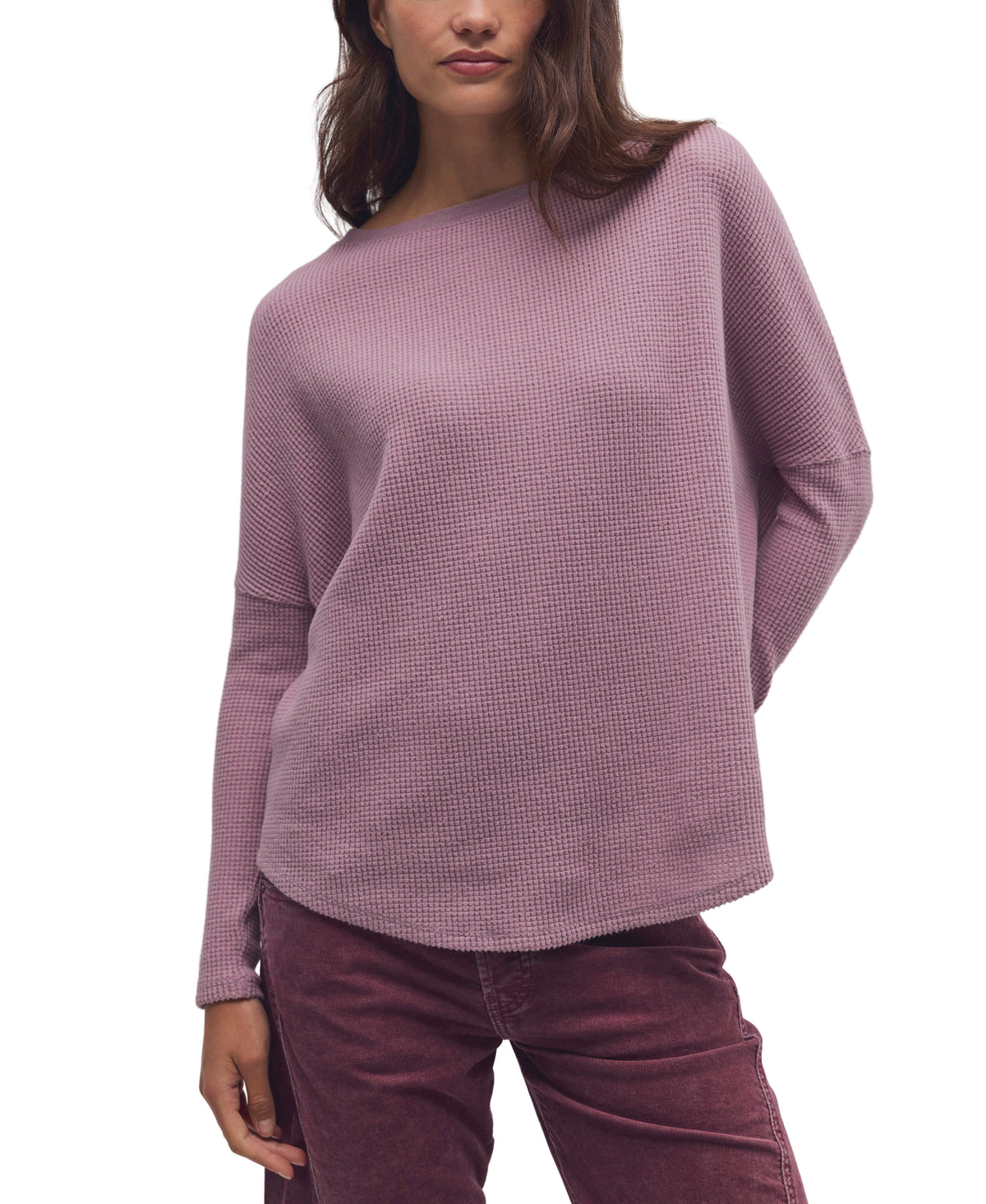 Free People Latte Blues Thermal Solid Knit Top