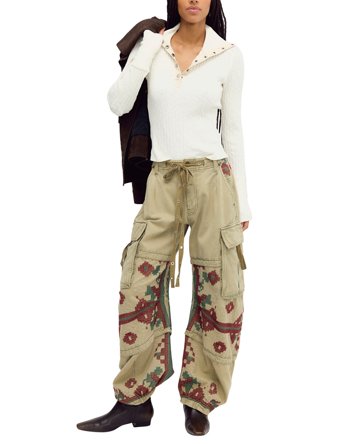 Free People Fun To Be Fair Isle Reef Cargo Pants