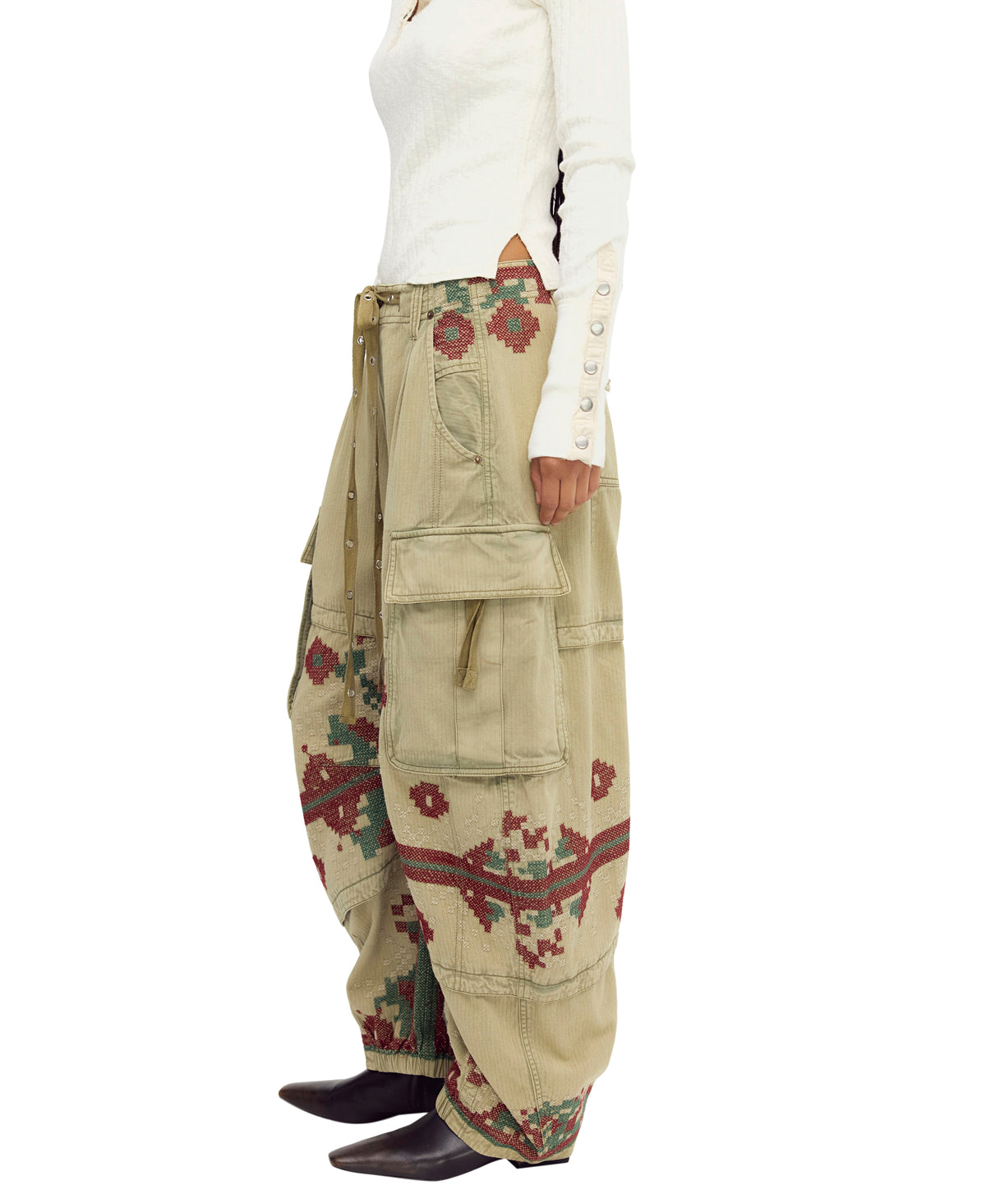 Free People Fun To Be Fair Isle Reef Cargo Pants