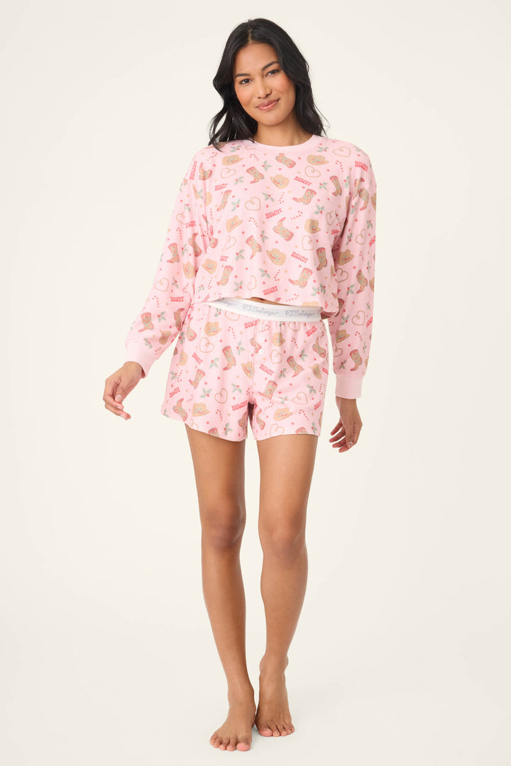 PJ Salvage Boyfriend Boxer Western Holiday Print Shorts Set