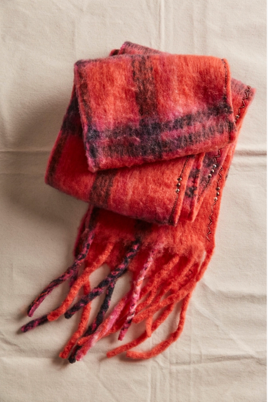 Free People Highland Plaid Skinny Scarf