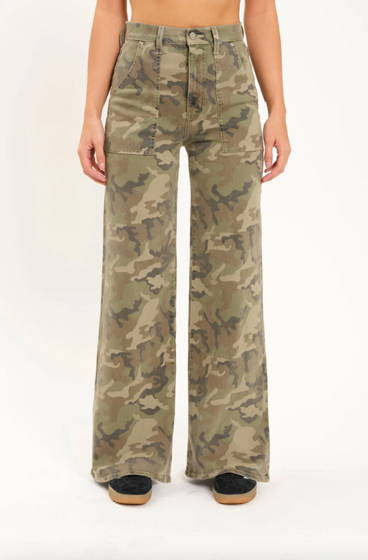 Daze Denim PatchPocket High Rise Wide Leg Jean