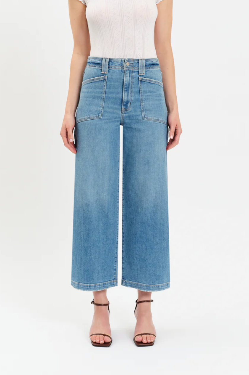 Daze Denim Valley Girl High Rise Patch Pocket Ankle Jean