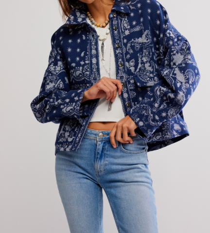 Free People Bandana Jacquard Shirt