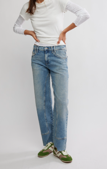 Free People Risk Taker Mid-Rise Straight Leg Denim