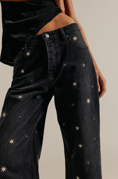 Free People Deep trance Shine Embroidered Pants