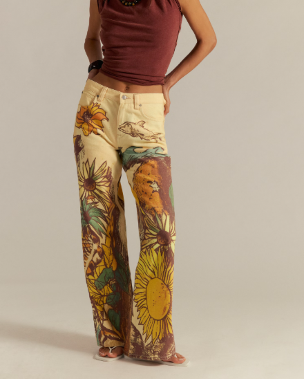 Free People Printed Straight Leg