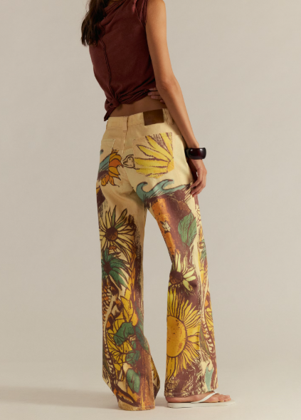 Free People Printed Straight Leg