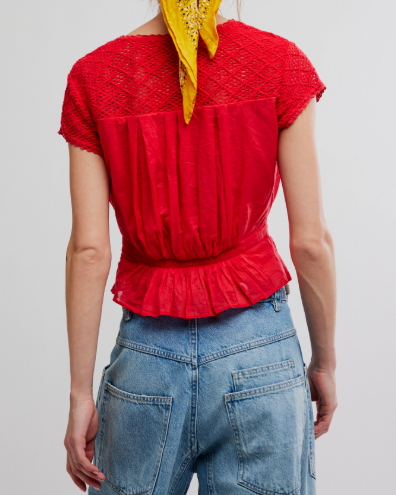 Free People Gemma Embroidered Top