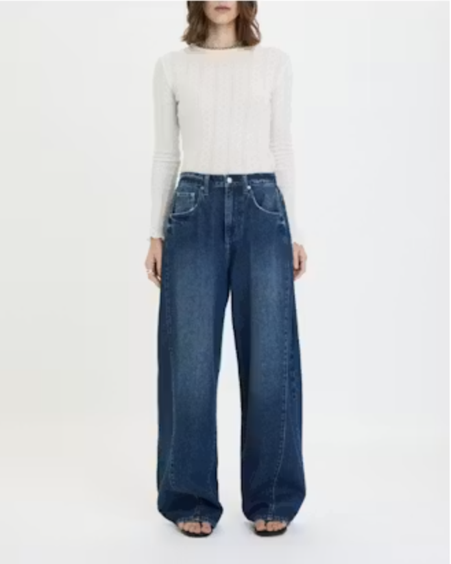 Daze Denim Hero High Rise Pleated Baggy Jean
